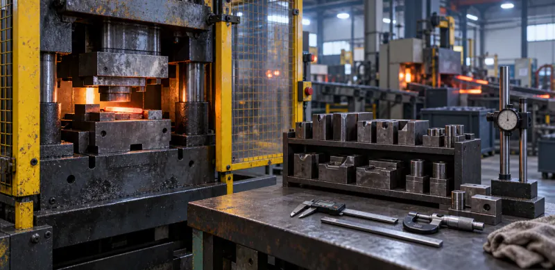 Forging press, production dies and dimensional inspection tools