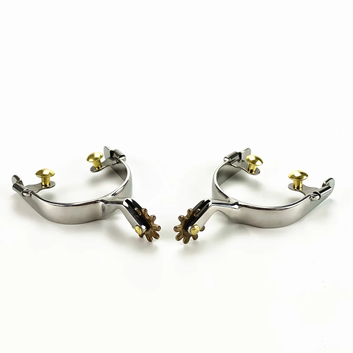 Stainless Steel Decorative Horse Spur with Brass Rowel and Buttons — product image 3