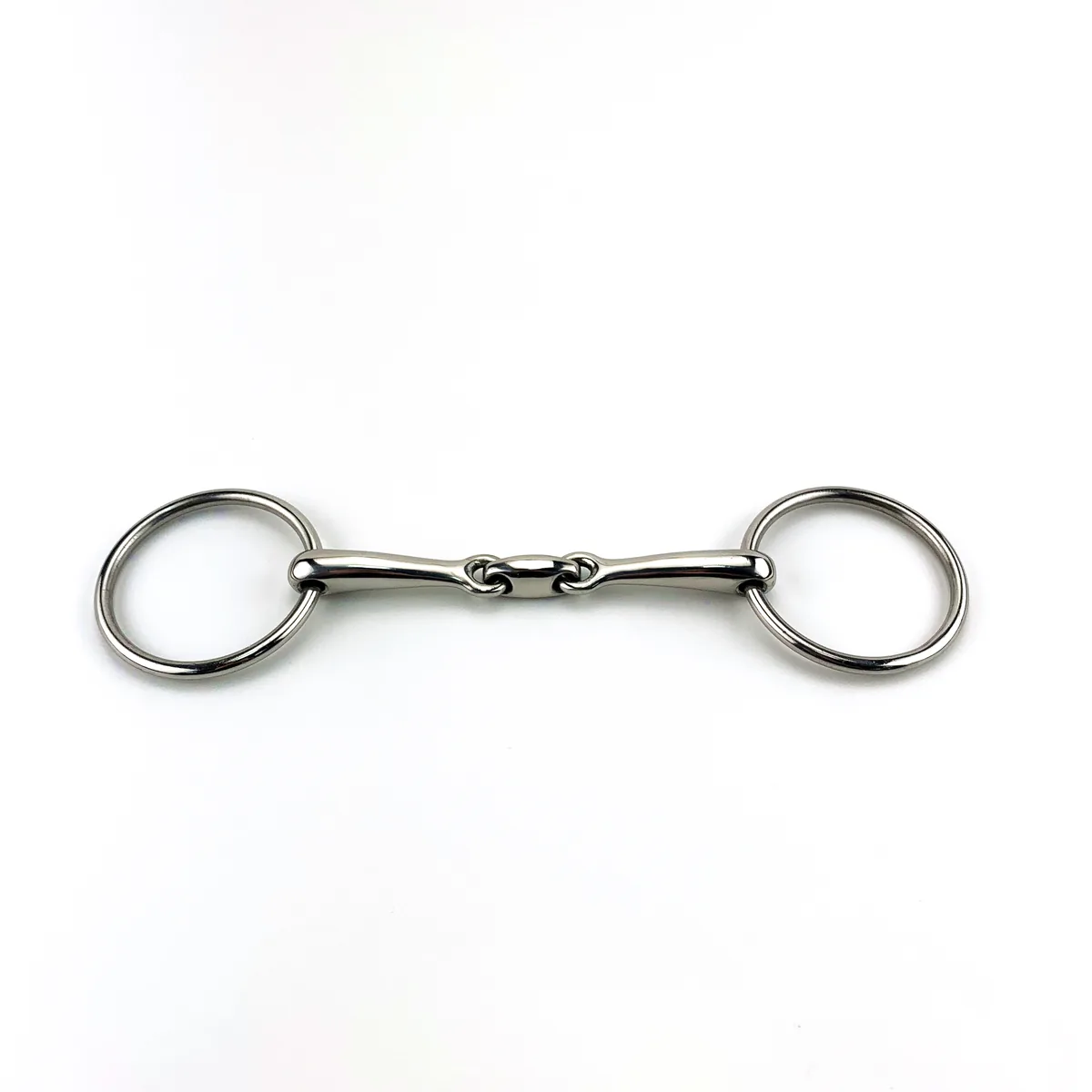 Stainless Steel Bradoon Horse Bit with Double-Jointed Mouth and Elliptical Link — product image 3