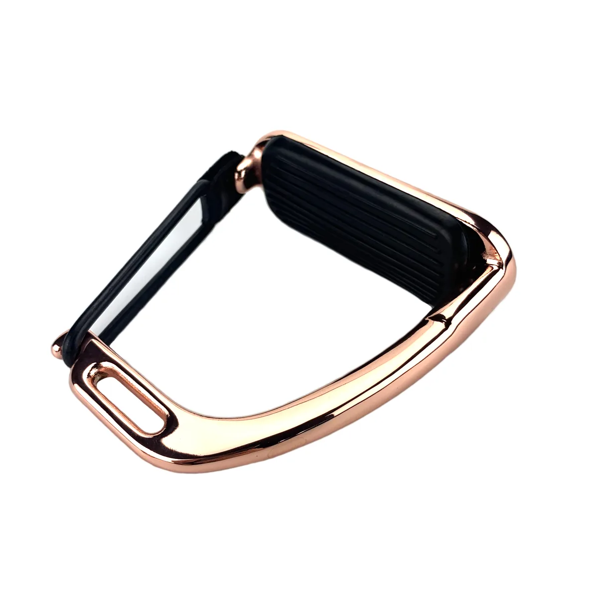 Rose Gold Safety Horse Riding Stirrups with Rubber Ring and Leather Strap — product image 2