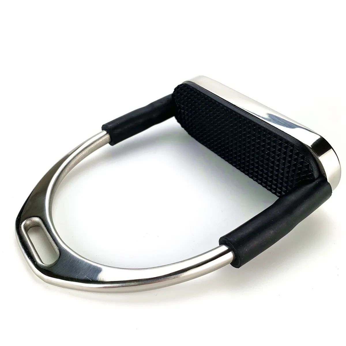 Stainless Steel Flexi Safety Horse Riding Stirrups with Black or White Treads — product image 3