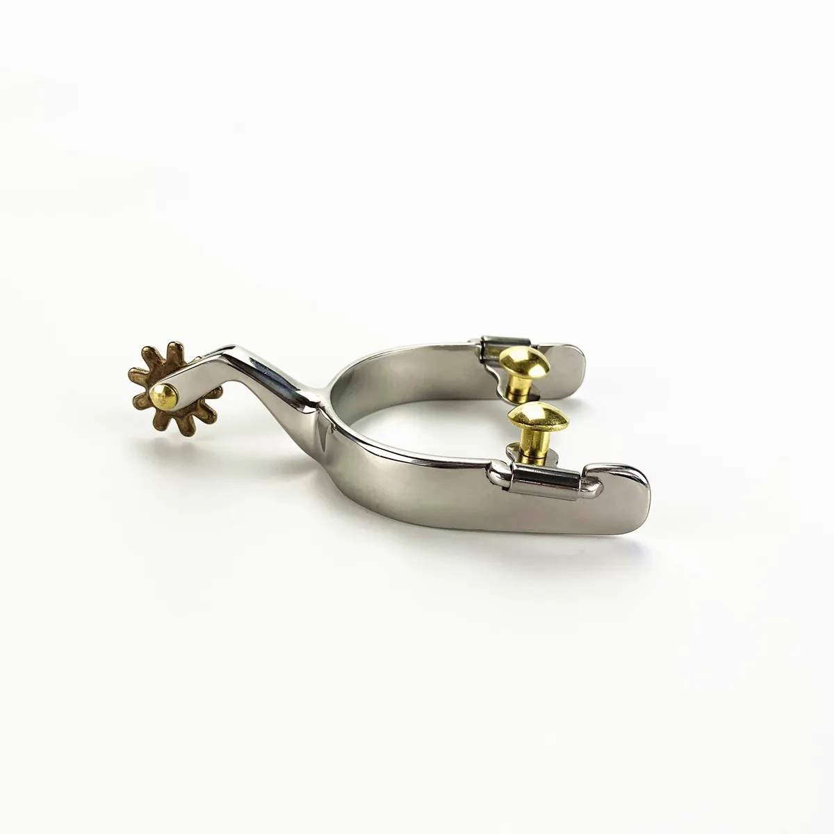 Stainless Steel Decorative Horse Spur with Brass Rowel and Buttons — product image 1