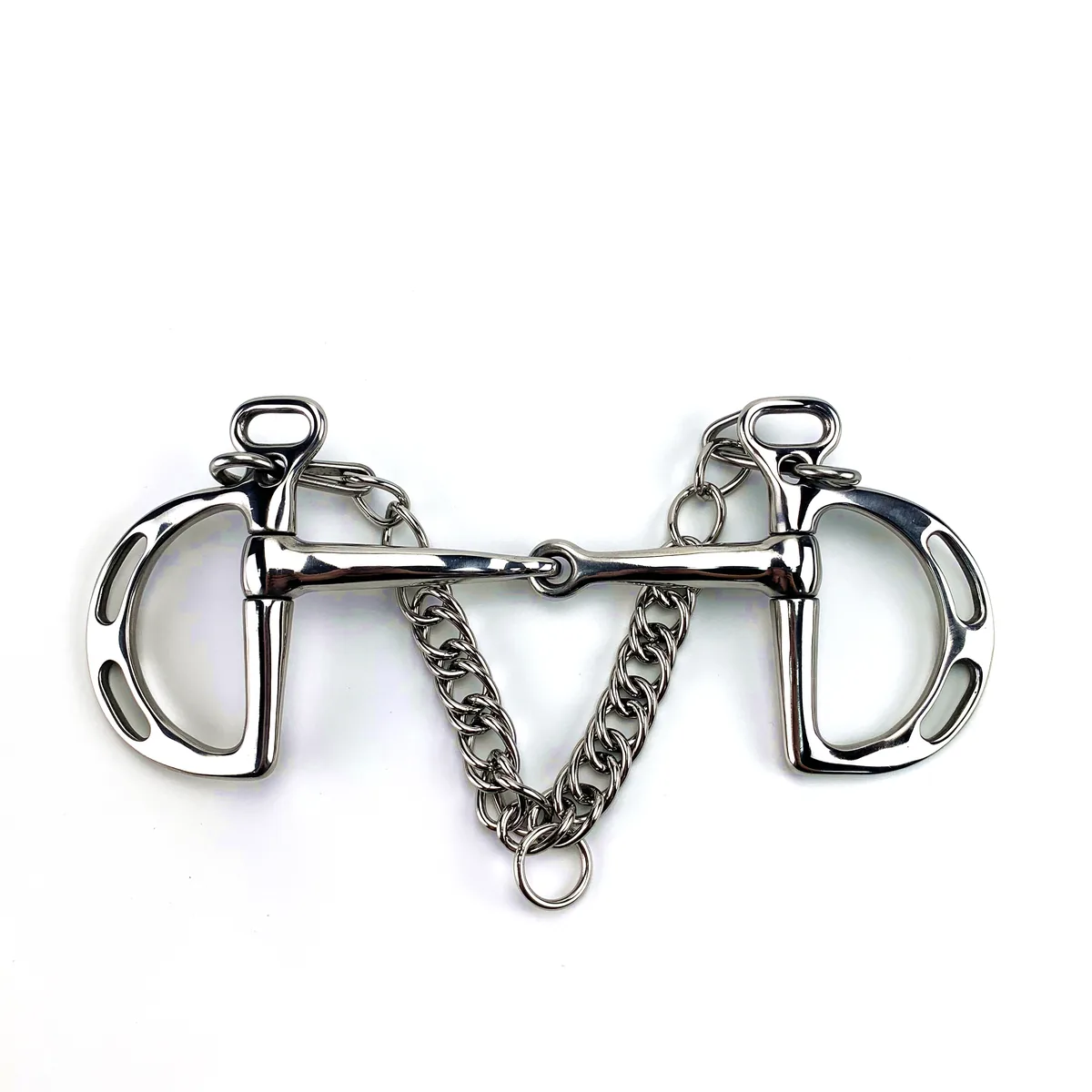 Stainless Steel Kimberwicke Horse Bit with Jointed Mouth, Hooks and Curb Chain — product image 1