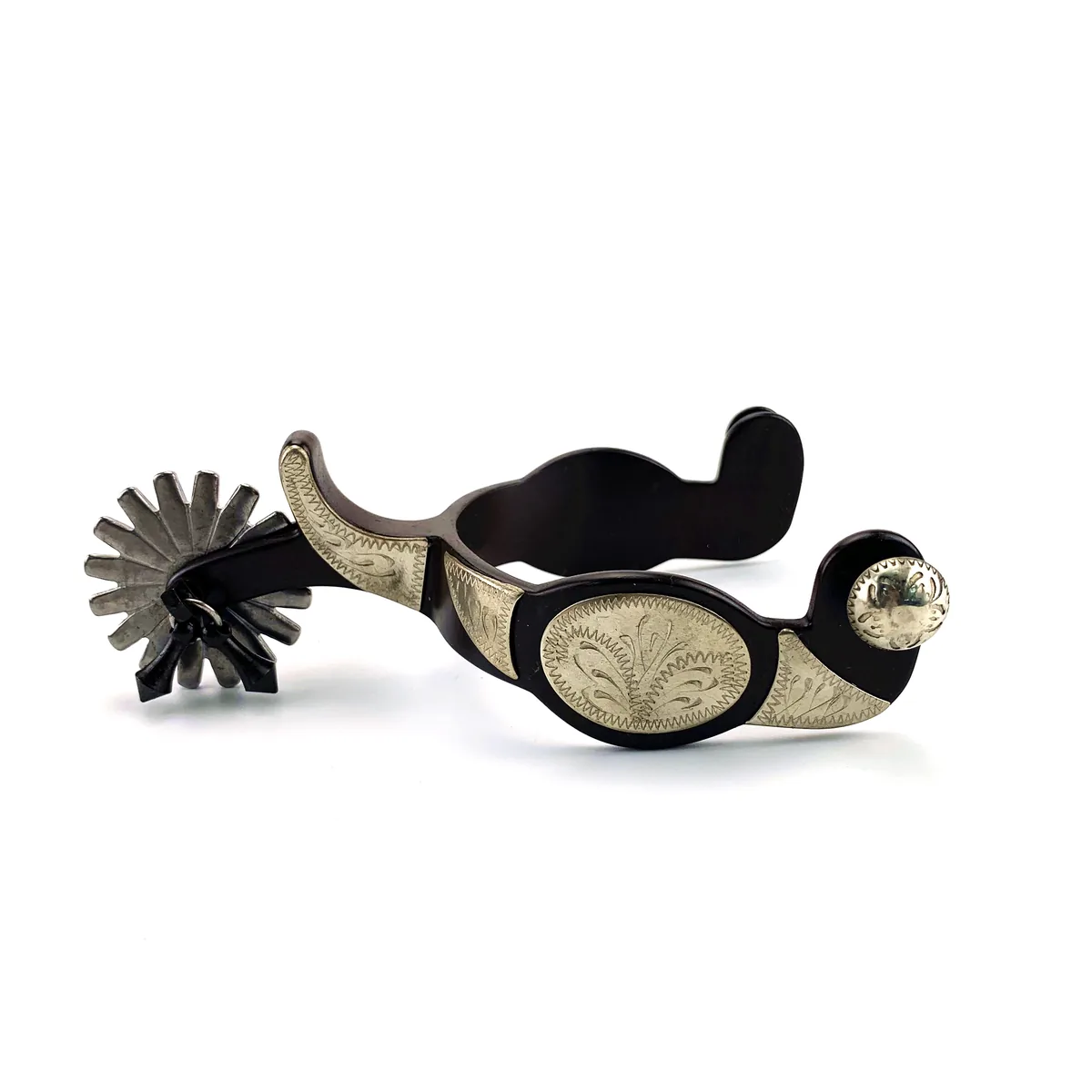 Western Men's Black Show Horse Spur with German Silver Trims — product image 1