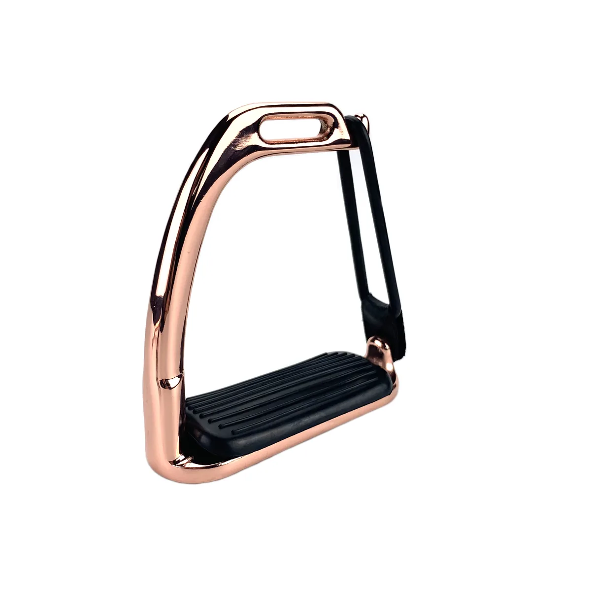 Rose Gold Safety Horse Riding Stirrups with Rubber Ring and Leather Strap — product image 3