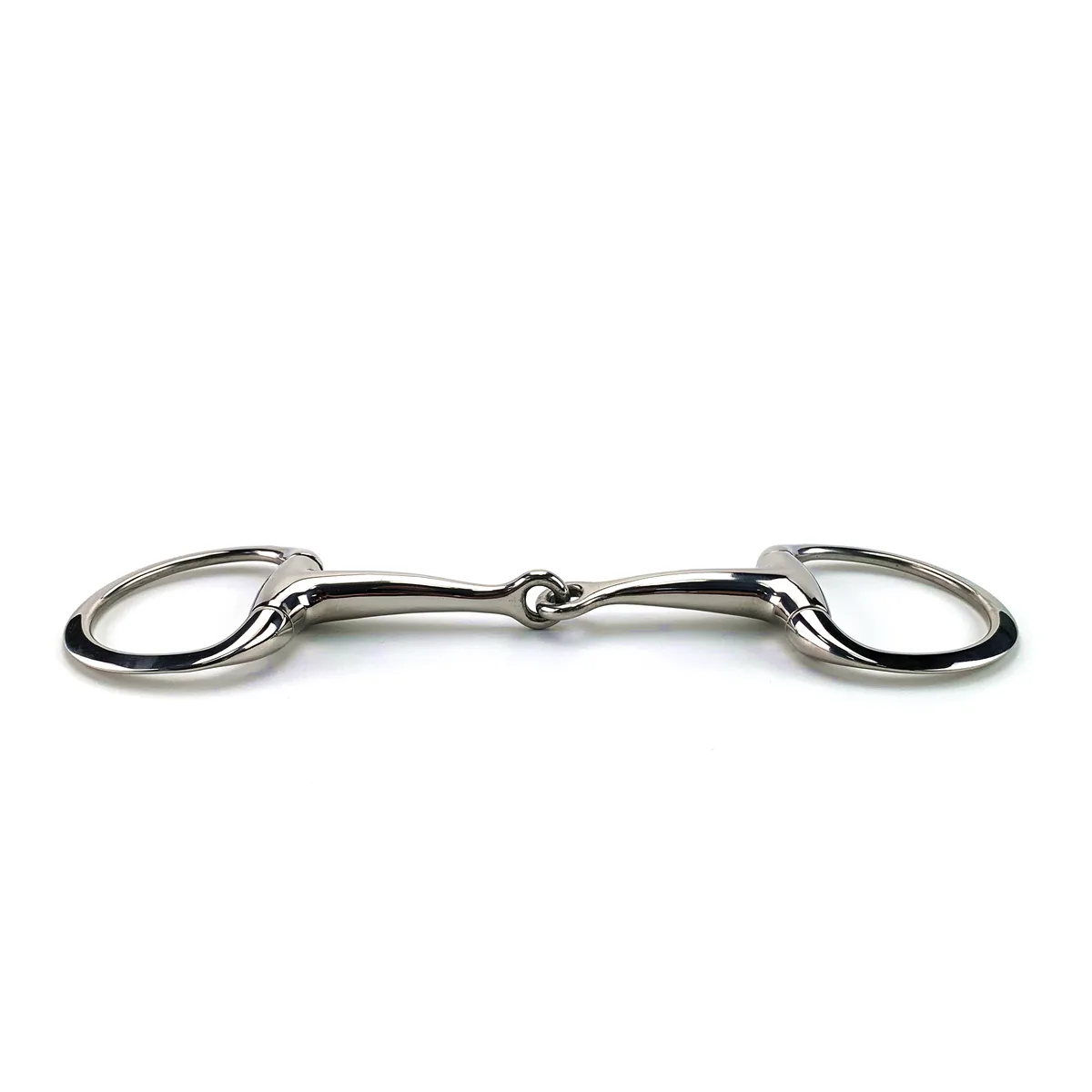 Stainless Steel Eggbutt Horse Bit with Thin Solid Jointed Mouth and Flat Rings — product image 2