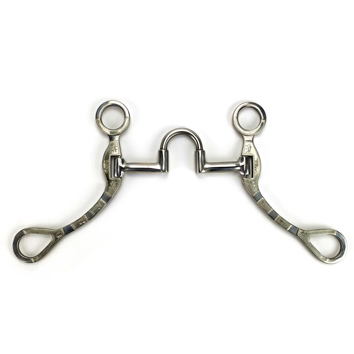 Stainless Steel Horse Training Bit with German Silver Engraved Turn Cheeks — product image 1