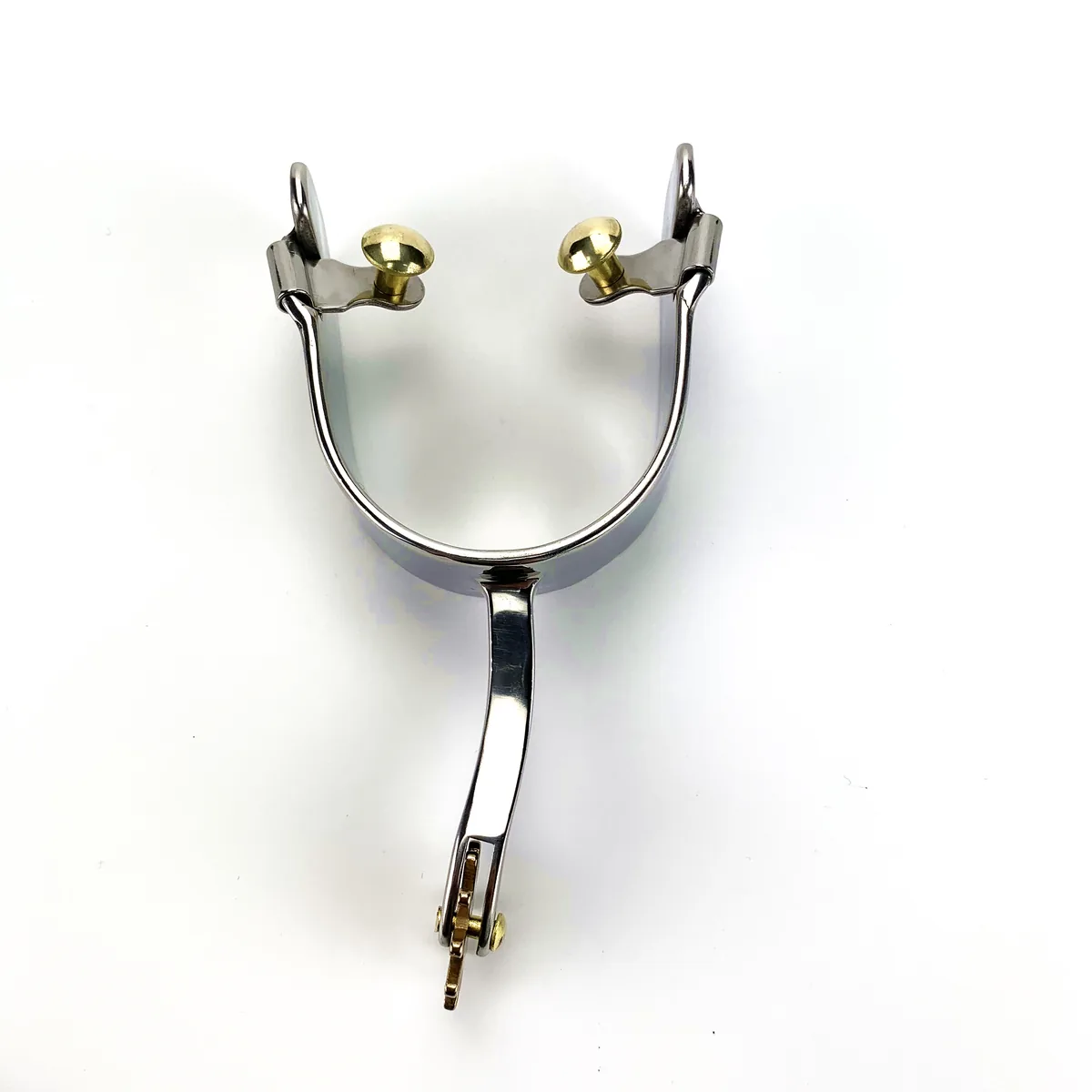 Western Stainless Steel Horse Spurs with Long Shank and Buttons — product image 3