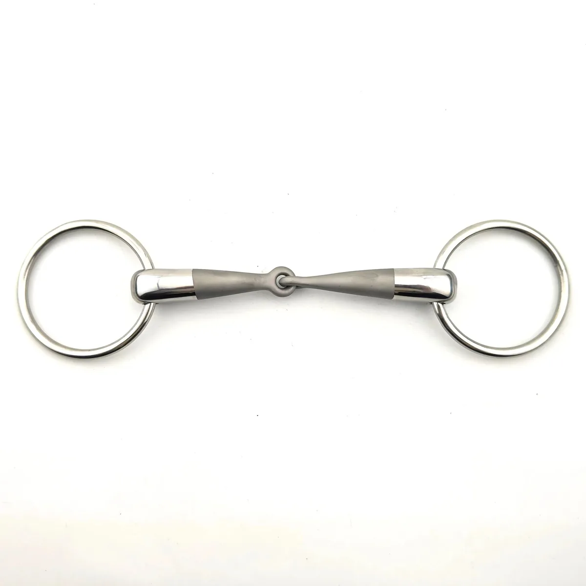 Stainless Steel Ring Snaffle Horse Bit with Sandblasted Solid Jointed Mouth — product image 1
