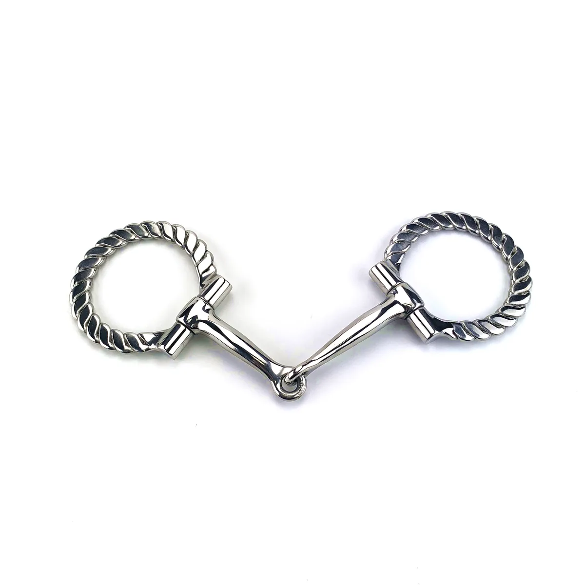 Stainless Steel Twisted-Wire Horse Bit with Jointed Mouth and Flat Rings — product image 3