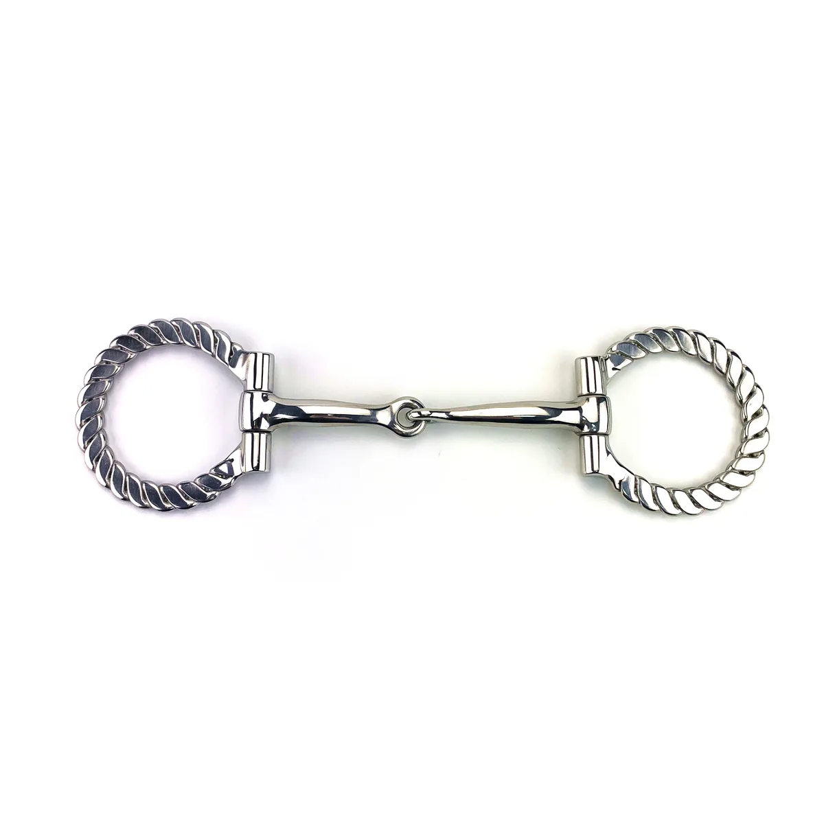 Stainless Steel Twisted-Wire Horse Bit with Jointed Mouth and Flat Rings — product image 1