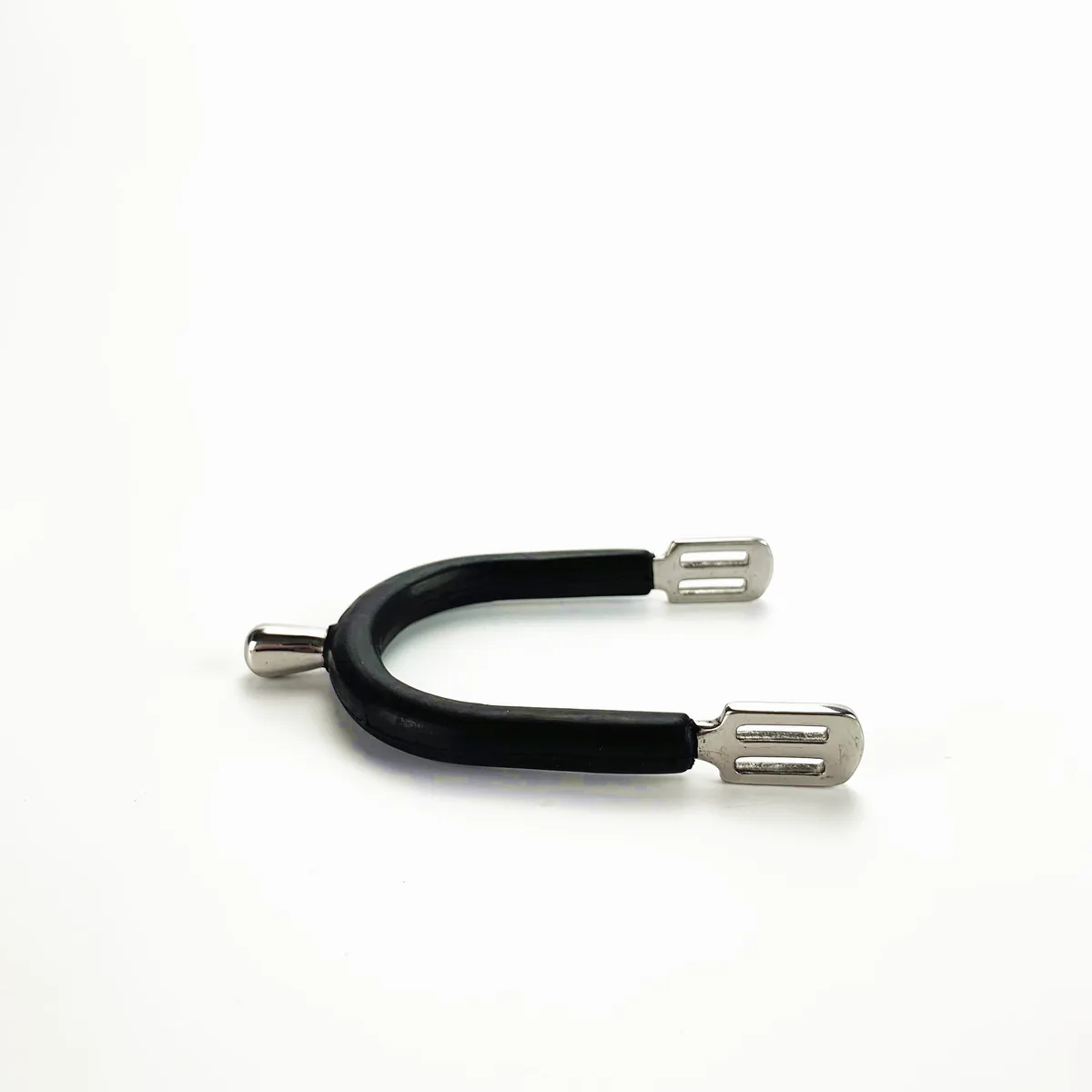 English Horse Riding Spurs with Rubber-Coated Band and Round Neck — product image 2