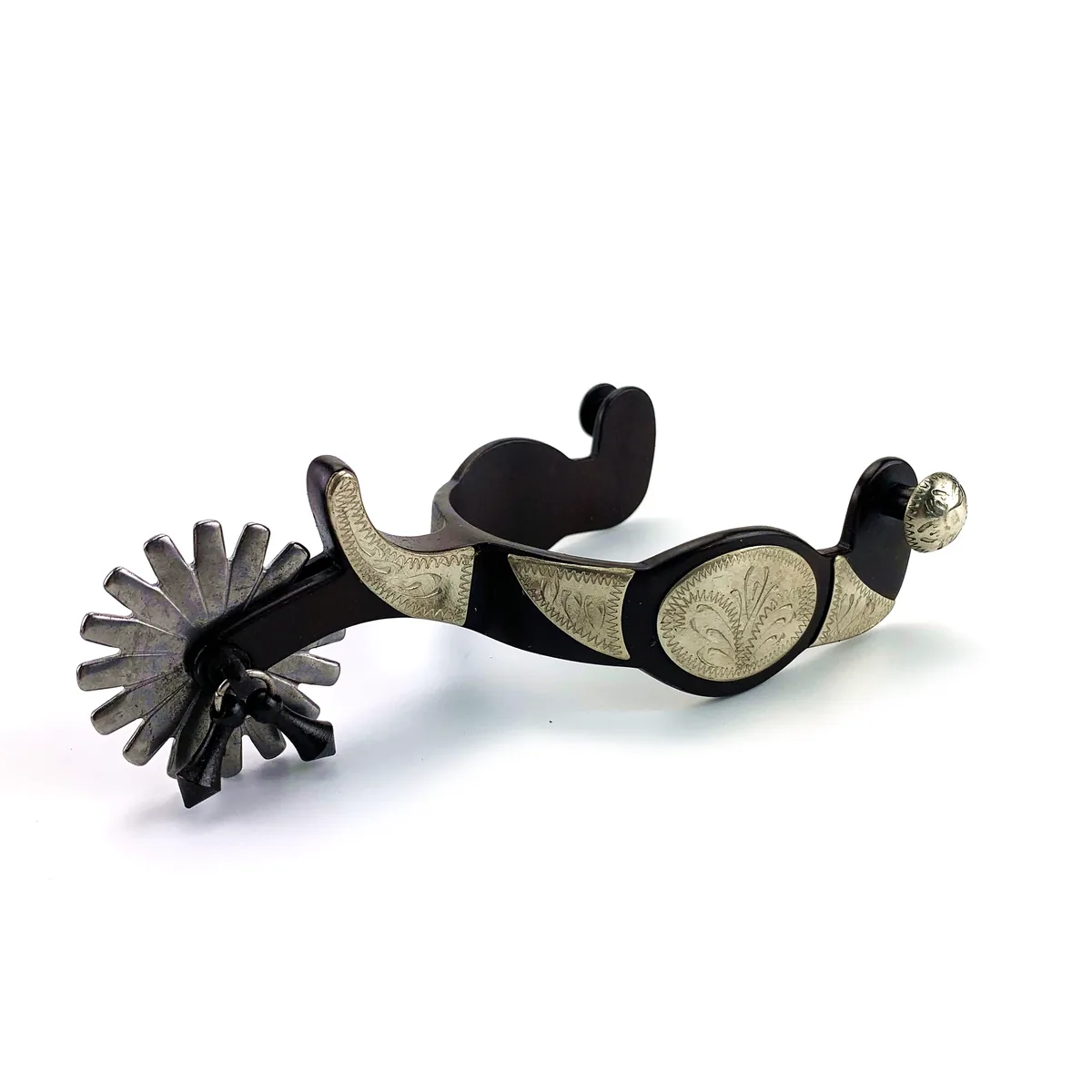 Western Men's Black Show Horse Spur with German Silver Trims — product image 2