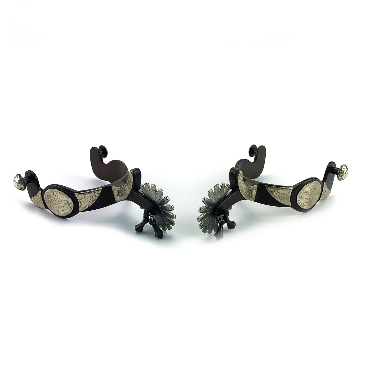 Western Men's Black Show Horse Spur with German Silver Trims — product image 3