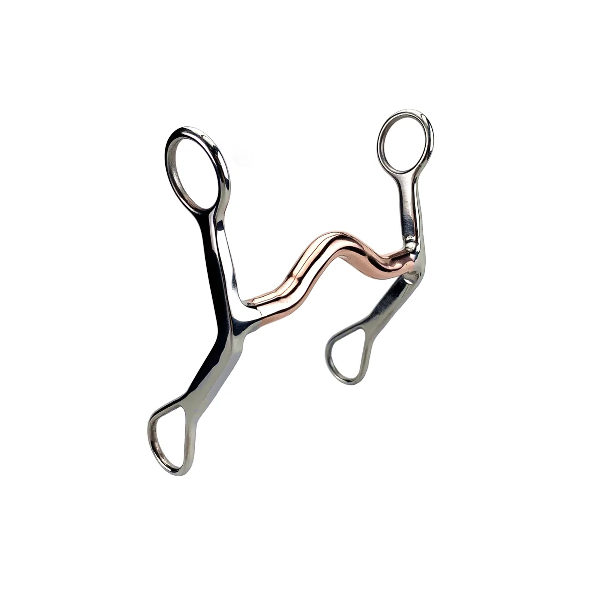 Stainless Steel Western Show Horse Bit with Copper Medium-Port Mouthpiece — product image 2