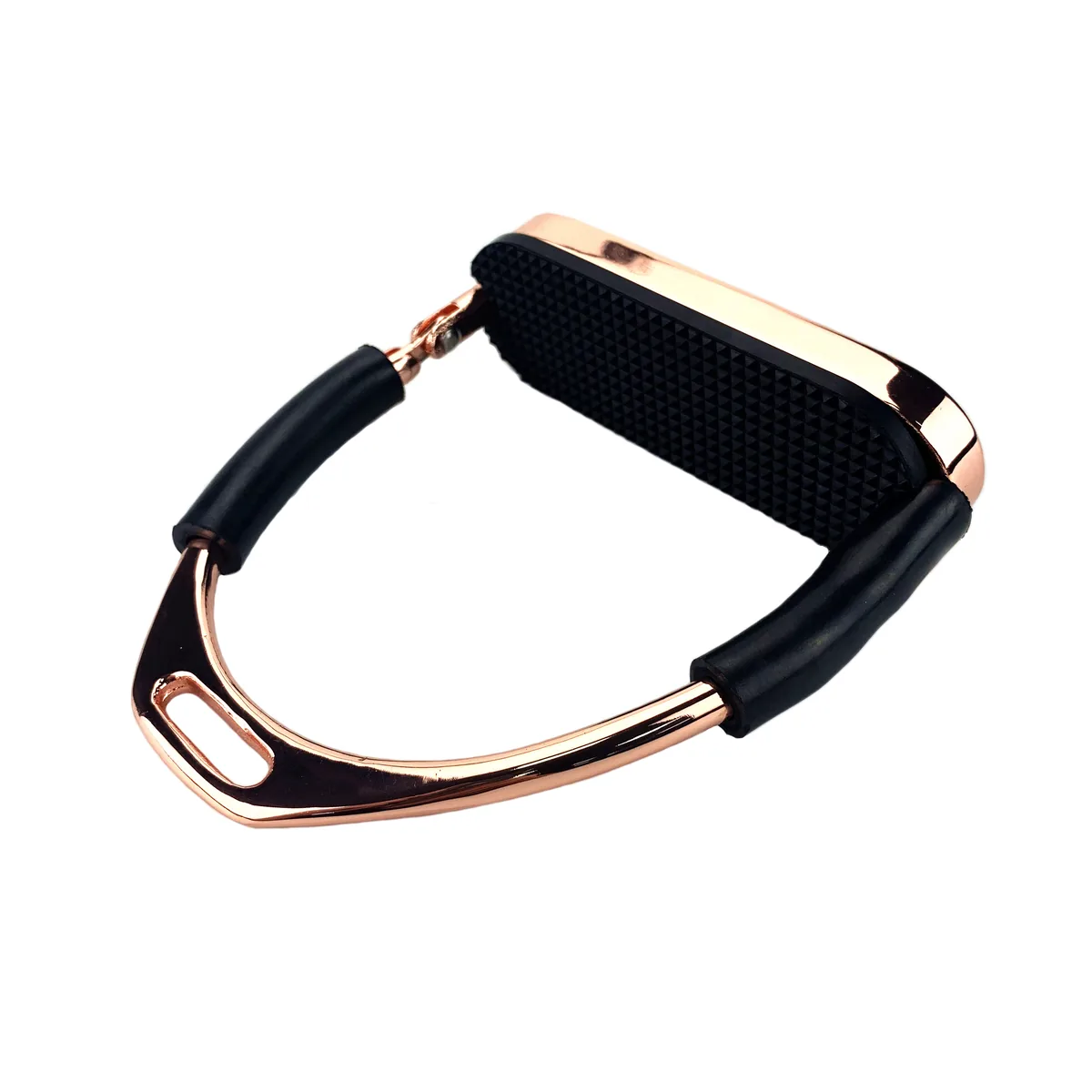 Rose Gold Flexi Safety Horse Riding Stirrups with Black Treads — product image 3
