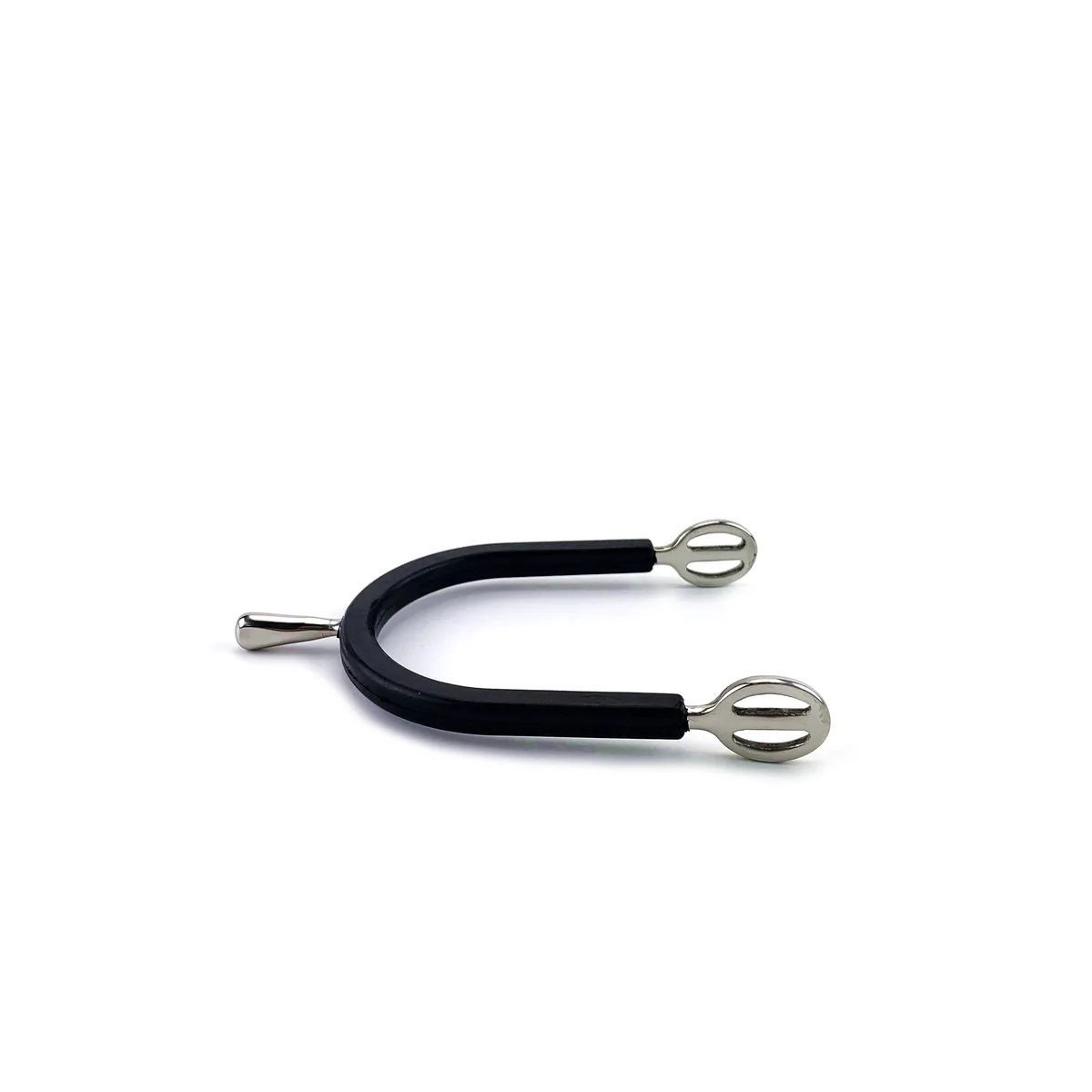 Stainless Steel English Horse Spurs with Rubber-Coated Band — product image 1