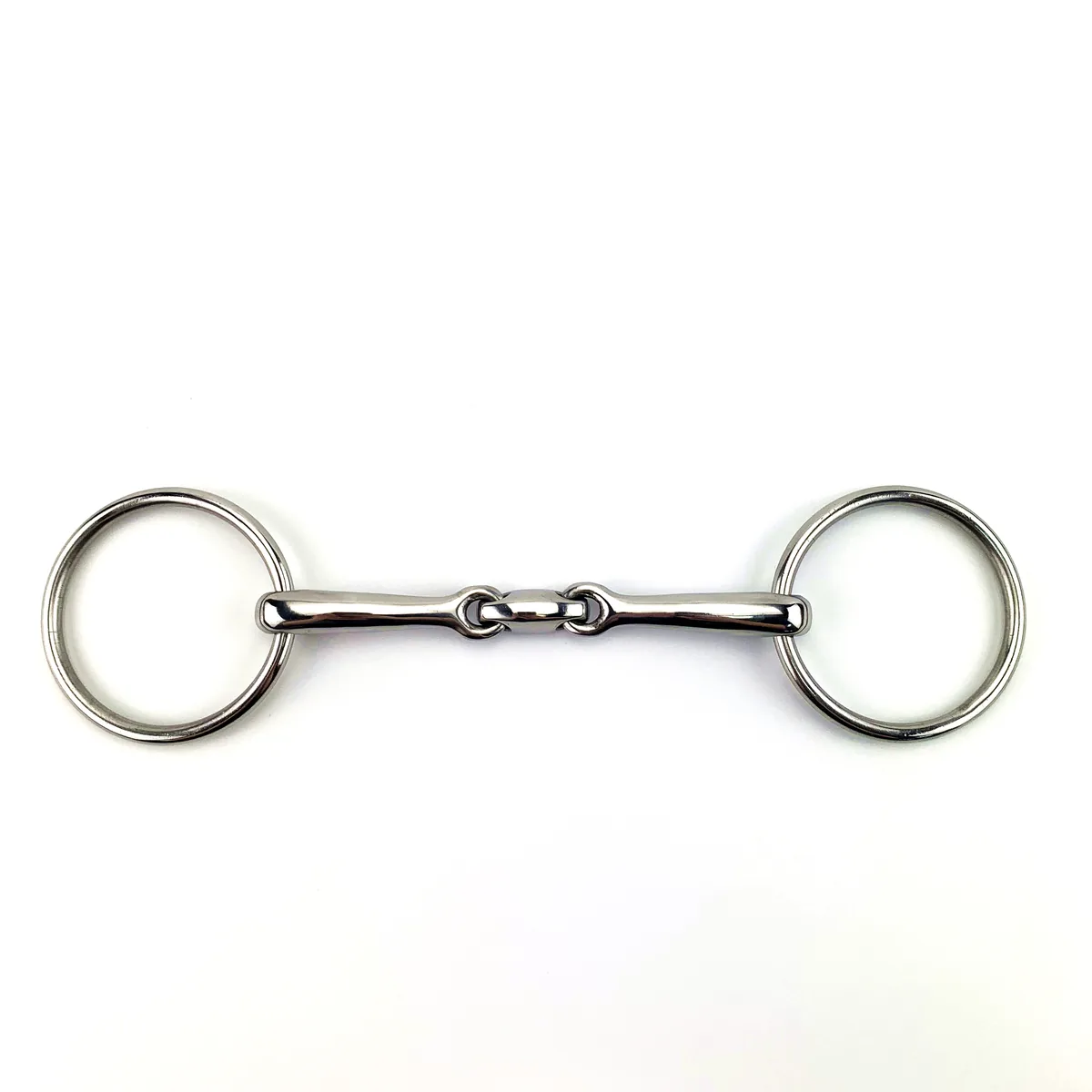 Stainless Steel Bradoon Horse Bit with Double-Jointed Mouth and Elliptical Link — product image 2