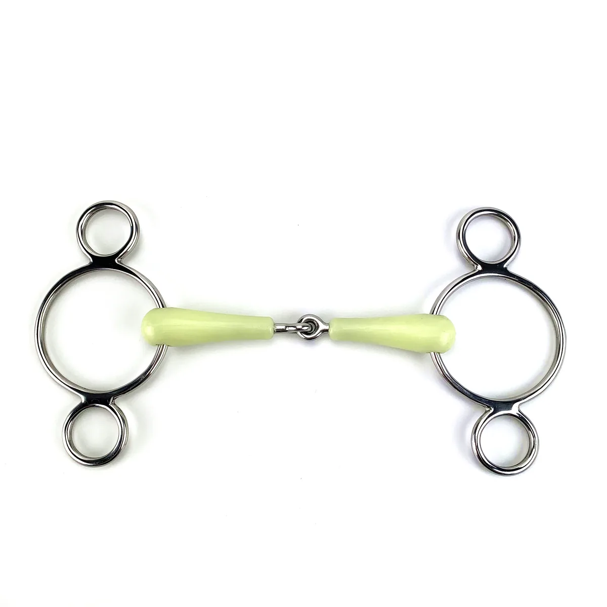 Stainless Steel Pessoa 3-Ring Horse Bit with Plastic-Covered Jointed Mouth — product image 1