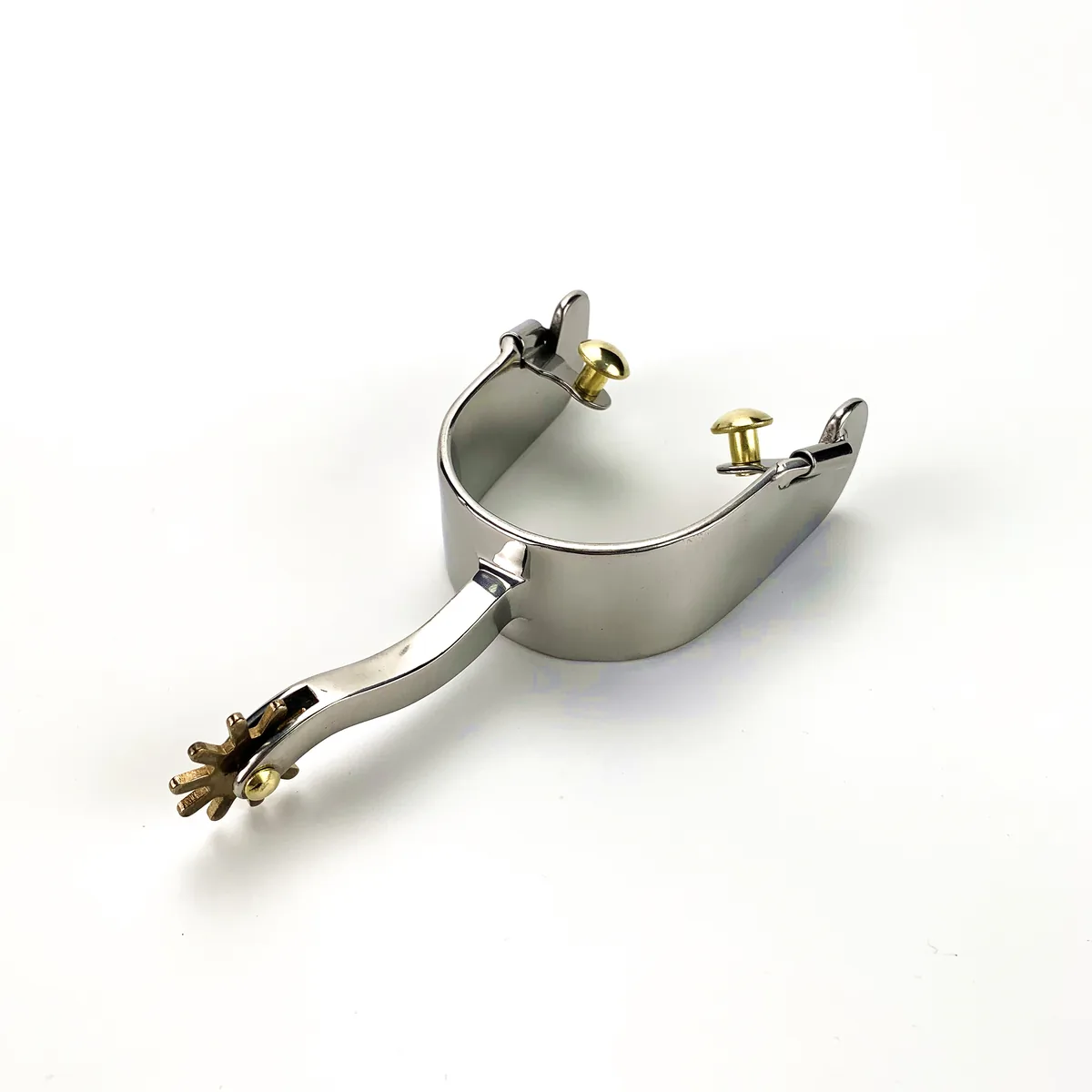 Western Stainless Steel Horse Spurs with Long Shank and Buttons — product image 2