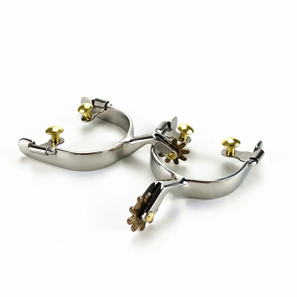 Stainless Steel Decorative Horse Spur with Brass Rowel and Buttons — product image 4