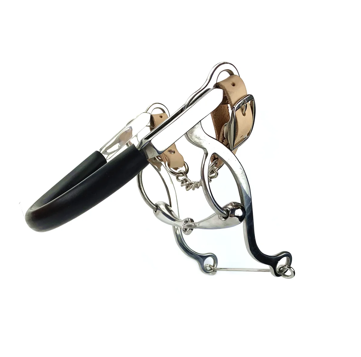 Stainless Steel Hackamore Training Horse Bit with Rubber-Covered Chain Noseband — product image 1
