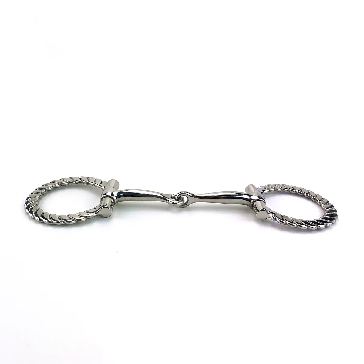Stainless Steel Twisted-Wire Horse Bit with Jointed Mouth and Flat Rings — product image 2