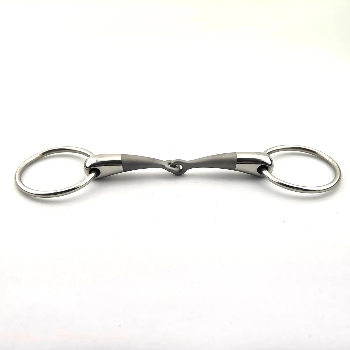 Stainless Steel Ring Snaffle Horse Bit with Sandblasted Solid Jointed Mouth — product image 2