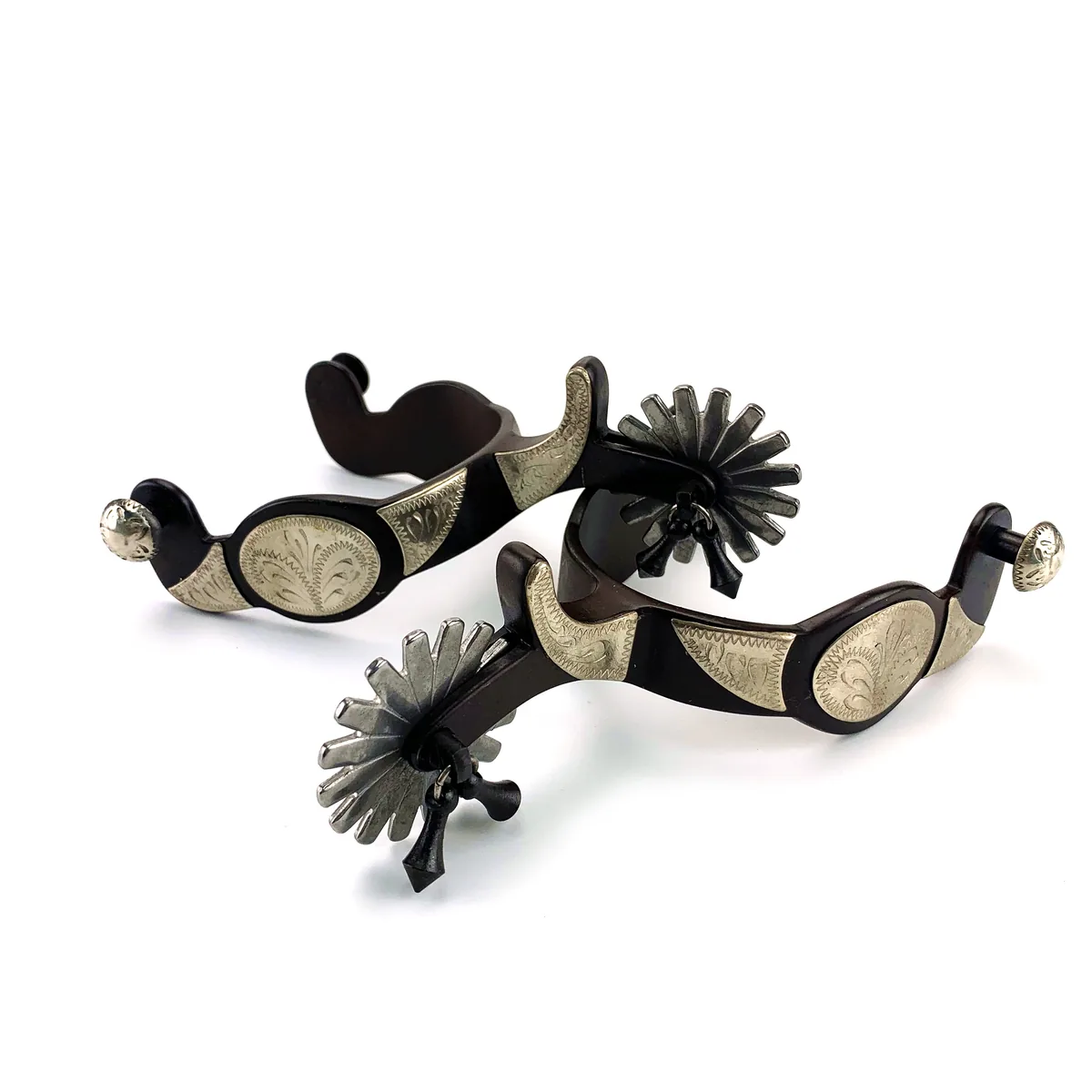 Western Men's Black Show Horse Spur with German Silver Trims — product image 4