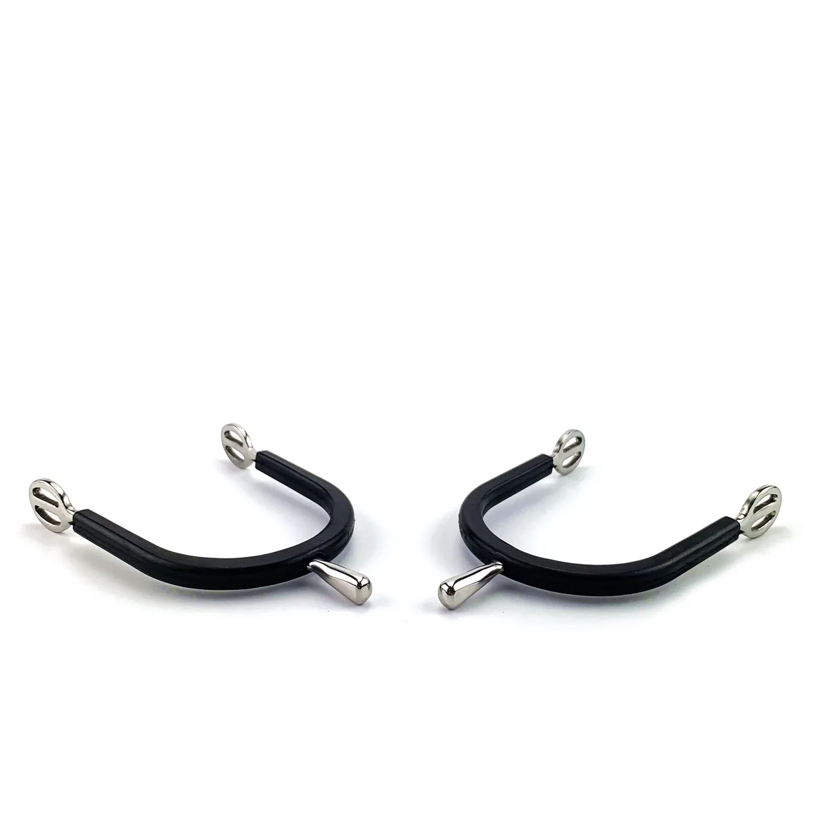 Stainless Steel English Horse Spurs with Rubber-Coated Band — product image 3