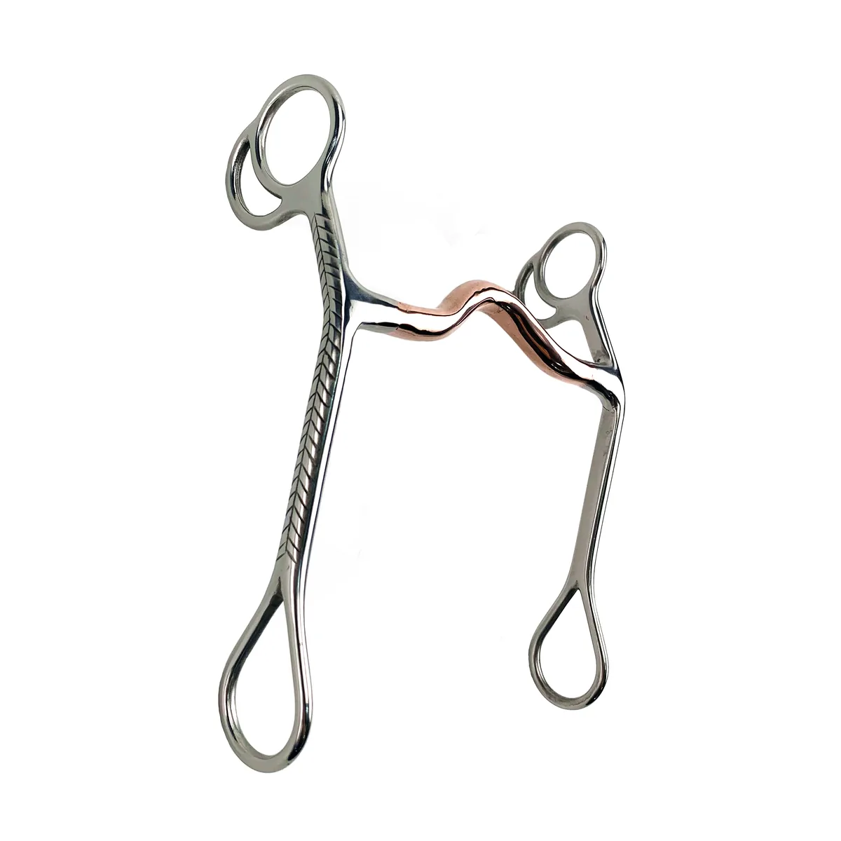 Stainless Steel Western Show Horse Bit with Copper Medium-Port Mouth and 7-Inch Cheeks — product image 2