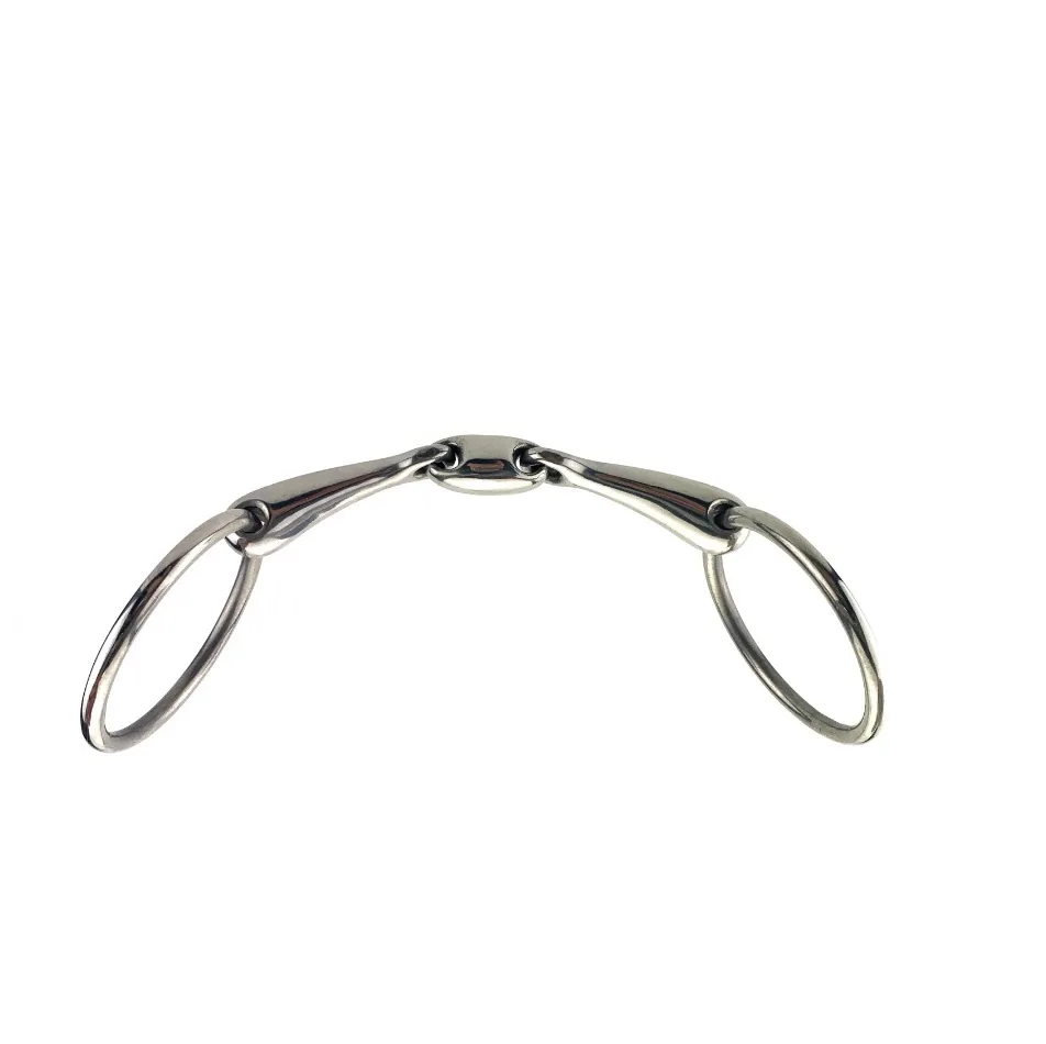 Stainless Steel Bradoon Horse Bit with Double-Jointed Mouth and Elliptical Link — product image 1