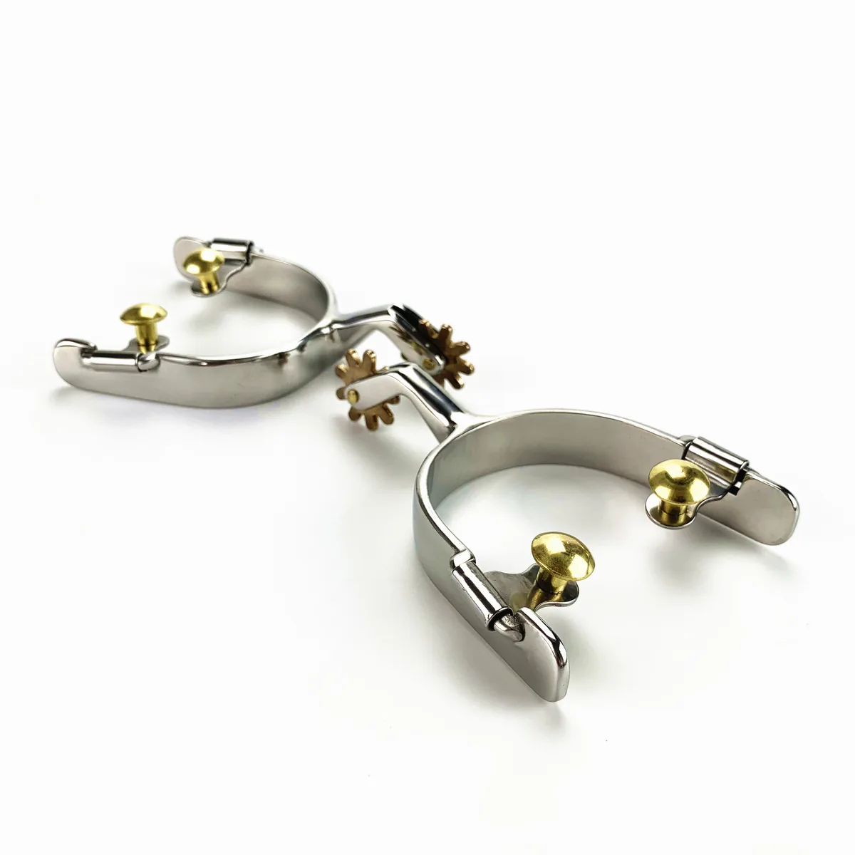 Stainless Steel Decorative Horse Spur with Brass Rowel and Buttons