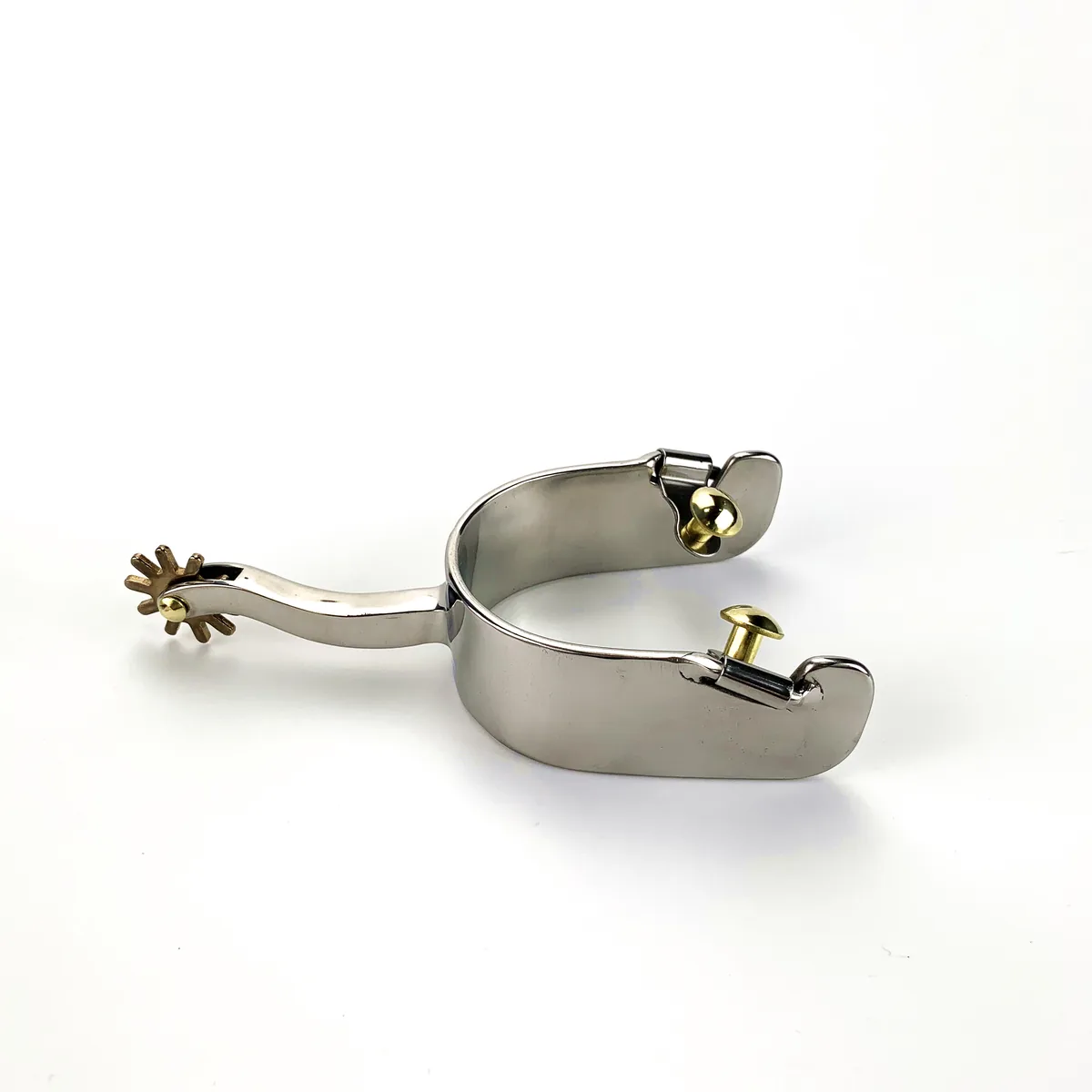 Western Stainless Steel Horse Spurs with Long Shank and Buttons — product image 1