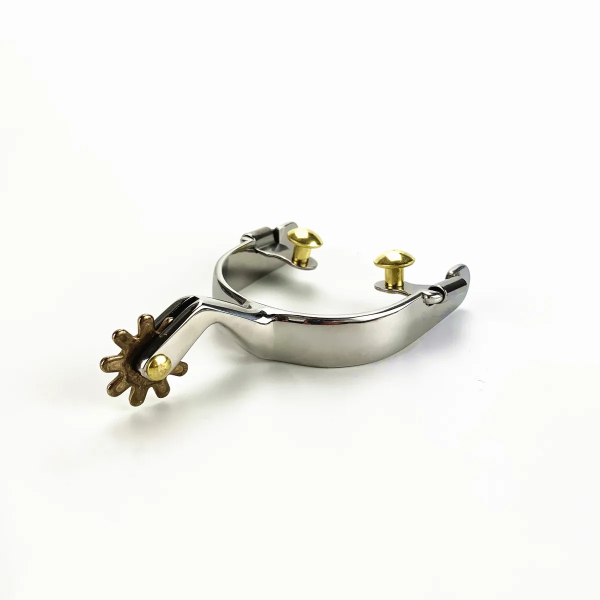 Stainless Steel Decorative Horse Spur with Brass Rowel and Buttons — product image 2