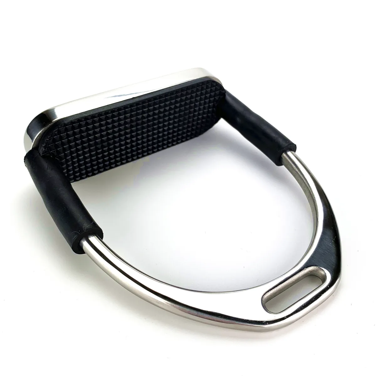 Stainless Steel Flexi Safety Horse Riding Stirrups with Black or White Treads — product image 2