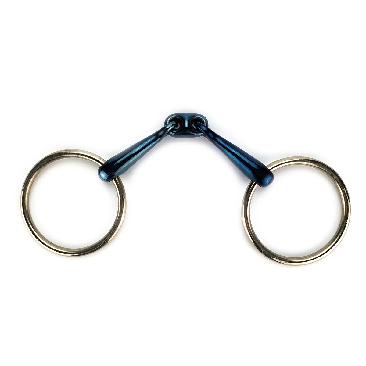 Double-Jointed Blue Steel Sweet Iron Snaffle Horse Bit with Elliptical Link — product image 2