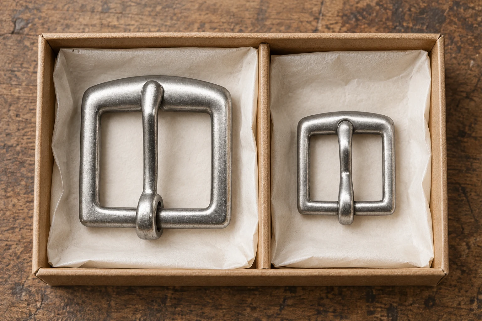 Saddlery hardware separated into protective packing compartments